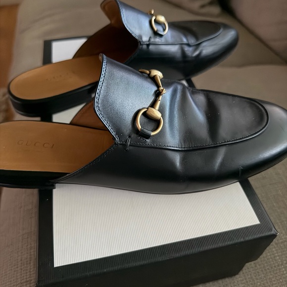 Gucci Black Leather Horsebit Slip-On Mules - Picture 3 of 11